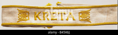 Decorazioni, Germania, Terzo Reich, Wehrmacht, cufftitle 'Kreta', istituito il 16.10.1941, Seconda guerra mondiale, battaglia per Creta, decorazione, , Foto Stock