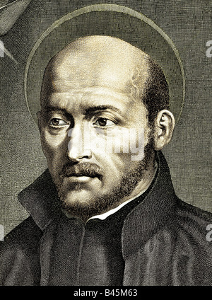 Ignatius von Loyola, 1491 - 31.7.1556, spagnolo prelato, fondatore della "società di Gesù", ritratto, incisione del XIX secolo, Foto Stock