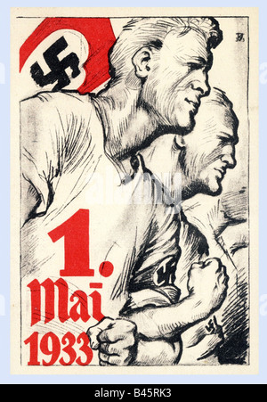 Nazismo/nazionalsocialismo, propaganda, manifesto, Primo maggio 1933, 1.5.1933, Germania nazista, Terzo Reich, NS, , Foto Stock