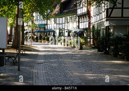 Germania, Bad Essen, Kirchplatz, case con travi di legno Foto Stock