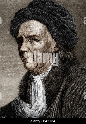 Euler Leonhard, 15.4.1707 - 7.9.1783, Swiss matematico e fisico, ritratto, incisione dopo la verniciatura di J. Darbes, 1778, artista del diritto d'autore non deve essere cancellata Foto Stock