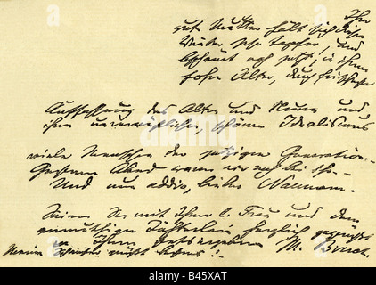 Bruch, Max, 6.1.1838 - 2.10.1920, compositore tedesco, conduttore, estratto, di una lettera, la chiusura, Bonn, 21.1.1878, firma, scrittura a mano, scrittura a mano, , Foto Stock