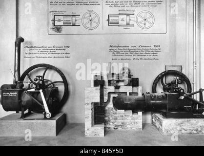 Geografia/viaggio, Germania, Monaco di Baviera, Deutsches Museum, vista interna, motori Air Heart di Ericsson e Lehmann, serie 'il Museo tedesco in piccole immagini', editore J. Lindauer, circa 1930, , Foto Stock