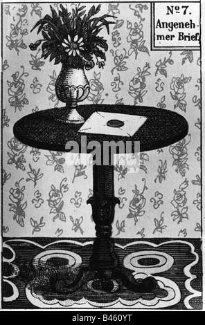 Superstizione, fortune dire, cartomanzia, carta, numero 7, Foto Stock