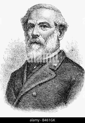 Lee, Robert E., 17.1.1807 - 12 10.1870, Generale Americano, comandante supremo dell'esercito confederato 1864 - 1865, ritratto, incisione in legno, 19th secolo, , Foto Stock