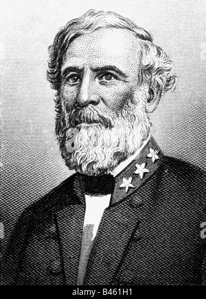 Lee, Robert E., 17.1.1807 - 12 10.1870, generale americano, il comandante supremo dell'esercito confederato 1864 - 1865, ritratto, acciaio, incisione del XIX secolo , artista del diritto d'autore non deve essere cancellata Foto Stock