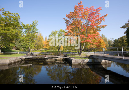 Paesaggio autunnale vecchio Saimaa Canal Lappeenranta Foto Stock