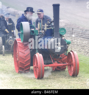 Caso trattore a vapore USA - Ingegnere barbuto in tuta &Top Hat Foto Stock