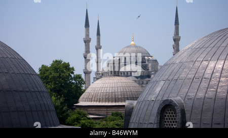 Turchia Istanbul la moschea blu vista da Hagia Sophia Foto Stock