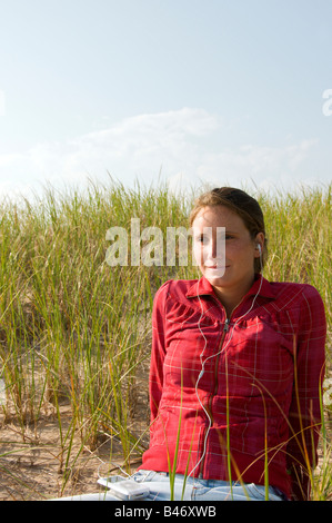 Donna e Ipod Foto Stock