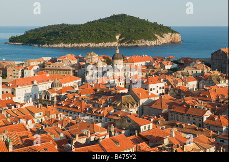 Paese vecchio di Dubrovnik e l'isola Foto Stock