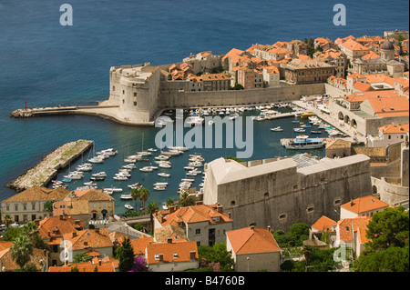 Dubrovnik Città Vecchia e marina Foto Stock