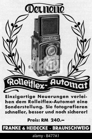Pubblicità, fotografia, fotocamere, Rolleflex, pubblicità, 'Atlantis', ottobre 1937, , Foto Stock
