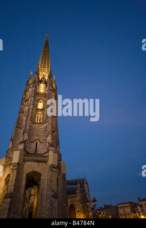 Bordeaux 'st Michel' unione cattedrale gotica di notte Foto Stock