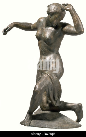 Ferdinand Liebermann (1883 - 1941) - Donna ballerina., scultura in bronzo. Zoccolo firmato sul lato anteriore destro con 'Ferdinand Liebermann". Altezza 70 cm. Liebermann ha creato questa figura per Hitler e lo ha dato a lui come un regalo di natale in 1939 per le molte commissioni (pubbliche e private) ha ricevuto su per ordine di Hitler. Hitler è detto di avere apprezzato questa scultura molto a causa della sua particolare simpatia per belle arti, persone, 1910S, 1930S, 1930s, ventesimo secolo ventesimo secolo, belle arti, arte, NS, il socialismo nazionale, il nazismo, il terzo Reich, Reich tedesco, germe, artista del diritto d'autore non deve essere cancellata Foto Stock