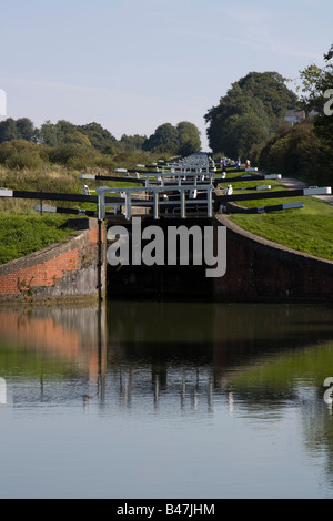 Caen Hill blocca Kennet and Avon Canal Devizes Wiltshire, Inghilterra uk gb Foto Stock