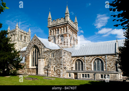 Vista di Wimborne Minster, Dorset, England, Regno Unito Foto Stock