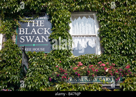 Dettaglio il Black Swan Public House e Hotel Market Place Leyburn al Gateway di Wensleydale North Yorkshire Foto Stock