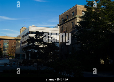 Uno studente lavora sulla via di fuga in caso di incendi al di fuori della quarta sala est in Oriente dormitorio del campus del Massachusetts Institute of Tech Foto Stock