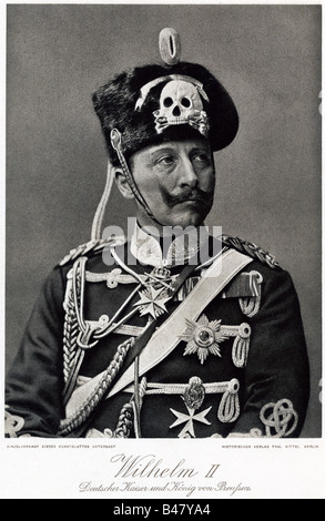 Guglielmo II, 27.1.1859 - 4.6.1941, imperatore tedesco 15.6.1888 - 9.11.1918, mezza lunghezza, stampa di rame dopo la fotografia, 19th secolo, Foto Stock
