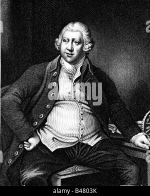 Arkwright, Richard, Sir, 23.12.1732 - 3.8.1792, British Inventore e imprenditore, a mezza lunghezza e incisione in acciaio da Nordheim, prima del 1840, l'artista del diritto d'autore non deve essere cancellata Foto Stock