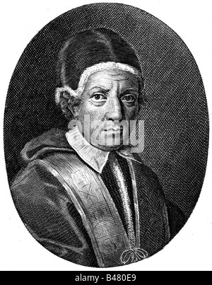 Clemente XI (Giovanni Francesco Albani), 22.7.1649 - 19.3.1721, Papa 23.11.1700 - 19.3.1721, ritratto, incisione su rame, XVIII secolo , artista del diritto d'autore non deve essere cancellata Foto Stock