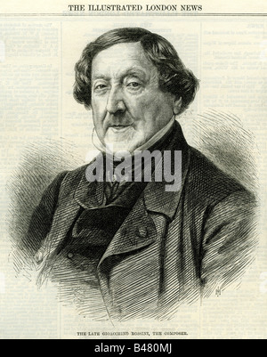 Rossini, Gioacchino Antonio, 29.2.1792 - 13.11.1868, compositore italiano, ritratto, incisione in legno da 'The Illustrated London News', 19th secolo, Foto Stock