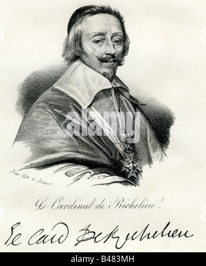 Richelieu, Armand Jean du Plessis duca di, 9.9.1585 - 4.12.1642, assistere francese, incisione del XVII secolo, artista del diritto d'autore non deve essere cancellata Foto Stock