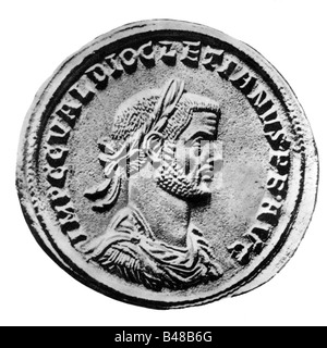 Diocleziano (Gaius Aurelius Valerius Diocleziano), circa 240 - 3.12.313, imperatore romano 17.9.284 - 1.5.305, moneta ritratto, Foto Stock