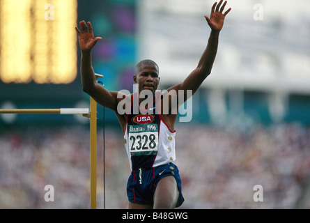 Austin, Charles, atleta americano (atletica leggera), half length, Giochi olimpici, Atlanta, 1996, Foto Stock