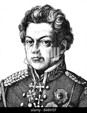 Gneisenau, August Wilhelm Graf Neidhardt von, 27.10.1760 - 23.8.1831, Prussian generale, ritratto, incisione in legno, 1857, Foto Stock