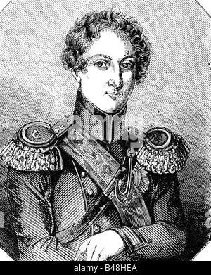 Ferdinand II, 29.10.1816 - 15.12.1885, re di Portogallo 18.9.1837 - 15.11.1853, Halbfigur, incisione in legno, 'Illustrierte Chronik der Zeit', Germania, 1847, Foto Stock