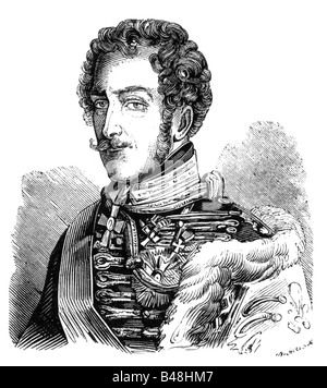 Ferdinando II, 29.10.1816 - 15.12.1885, Re di Portogallo 18.9.1837 - 15.11.1853, ritratto, incisione in legno, circa 1853, , Foto Stock