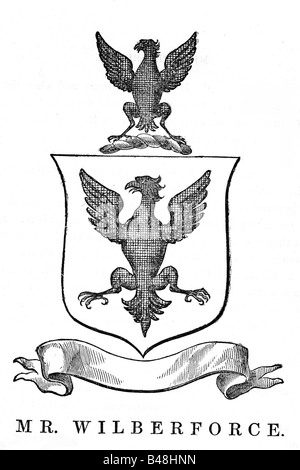 Wilberforce, William, 24.8.1759 - 29.7.1833, politico britannico (Tory), stemma, woodprint, 19th secolo, , Foto Stock