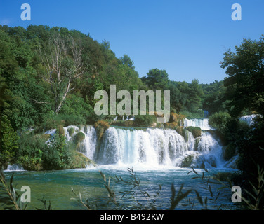 Cascata, Parco Nazionale di Krka, Repubblica di Croazia, Europa orientale Foto Stock