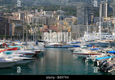 Yachts in Monte Carlo Harbour Foto Stock