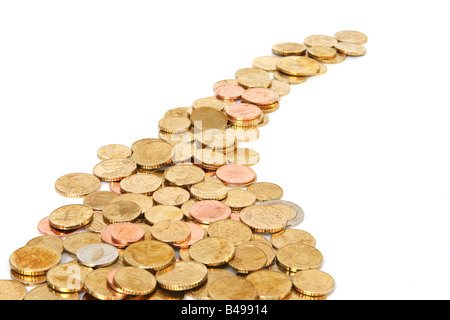 Euro cent con copyspace isolato su sfondo bianco Affari e finanza Foto Stock