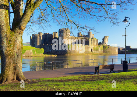 Castello di Caerphilly Caerphilly Mid Glamorgan Galles Foto Stock