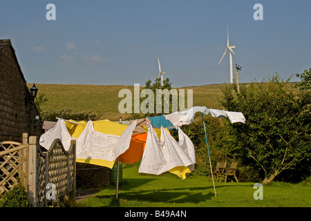 Il potere di vento, Scout Moor, Lancashire, Regno Unito Foto Stock