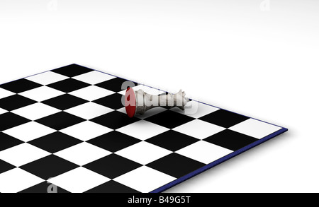 3D render di un caduto pezzo degli scacchi Foto Stock
