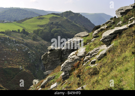 Valle di rocce visto da Castle Rock, vicino, Lynmouth Exmoor Foto Stock