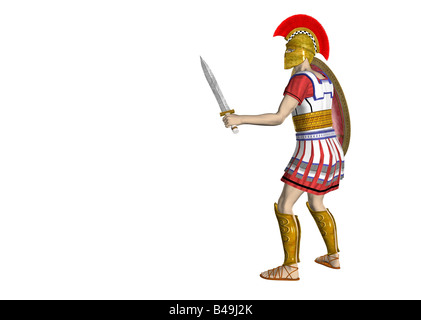 Illustrazione di un greco antico Spartan o guerriero romano Foto Stock