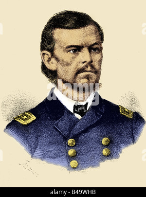 Sigel, Franz, 18.11.1824 - 21.8.1902, Generale Americano di origine tedesca, ritratto, incisione, circa 1862, successivamente colorato, , Foto Stock