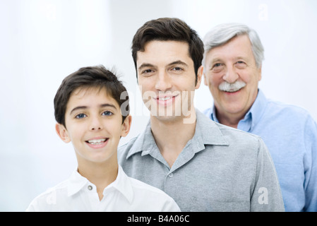 Tre generazioni di uomini, ritratto Foto Stock