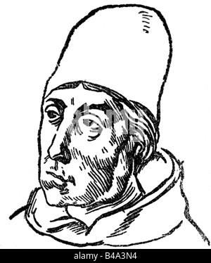 Duns Scotus, John, circa 1266 - 8.11.1308, teologo e filosofo scozzese, ritratto, disegno, 20th secolo, Foto Stock