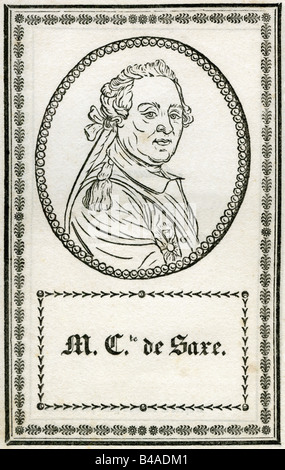 Maurice de Saxe, 14.2.1763 - 9.2.1813, generale francese, ritratto, incisione, basata su un dipinto di Lietard, Francia, del xix secolo, l'artista del diritto d'autore non deve essere cancellata Foto Stock