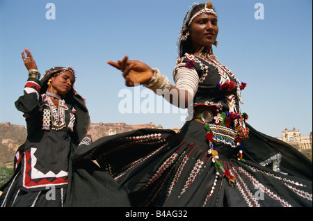 India, Jaipur, Ambra Fort, balli di Rajasthani Foto Stock