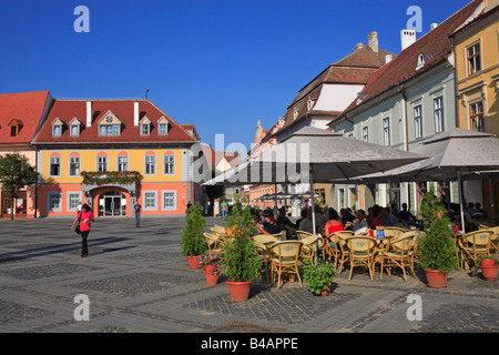 La Romania, Transilvania, Sibiu, Piata Mare Foto Stock