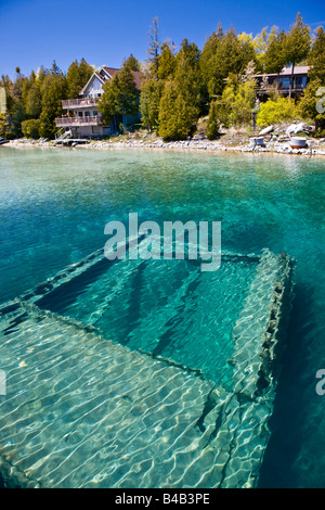 Naufragio della nave di concorsi a premi (costruito nel 1867) nella grande vasca Harbour, Fathom cinque National Marine Park, Lago Huron, Ontario. Foto Stock