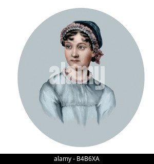 Jane Austen 1775 1817 romanziere inglese olio stile di disegno moderno illustrazione Foto Stock